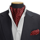 DOUBLE DOTTED MAROON SILK CRAVAT & POCKET SQUARE SET
